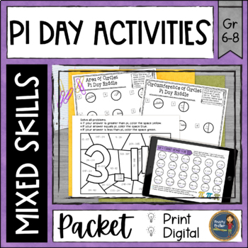 Preview of Pi Day Math Activities - Area of Circles, Circumference, Add & Subtract Decimals