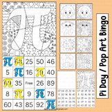 Pi Day Activities Bingo Cards Game Pop Art Coloring Sheets