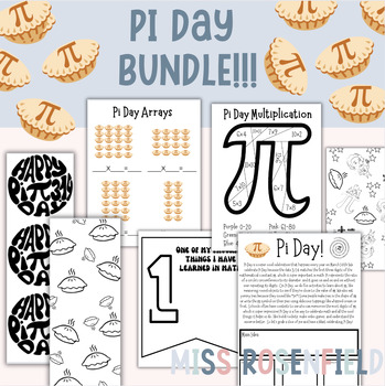 Preview of Pi Day Activities Bundle! Bookmarks, Whole group banner, Activity Packet