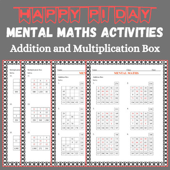 Preview of Pi Day Activities Fun Mental Maths Addition & Multiplication No Prep Worksheets