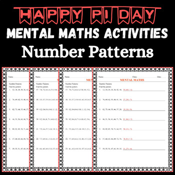 Preview of Pi Day Activities Fun Mental Maths Number Patterns No Prep Worksheets