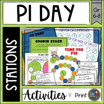 Preview of Pi Day Math Activities - Circumference, Area of Circles - Middle School Stations