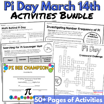 Preview of Pi Day Math Activities Bundle for March 14th