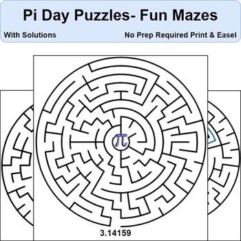 Preview of Pi Day Activities & Puzzles: No Prep 5 Games Print & Easel with Solutions