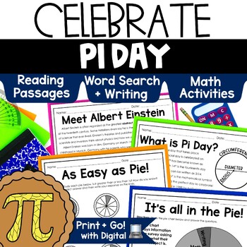 Preview of Pi Day Math Activities Worksheet Reading Coloring Page Word Search 4th 5th Grade