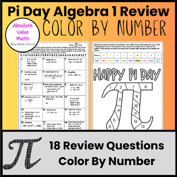 Preview of Pi Day Activity Algebra 1 Review Color by Number (FULL PERIOD)