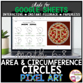 Pi Day Activity Digital Pixel Art Math Area and Circumfere