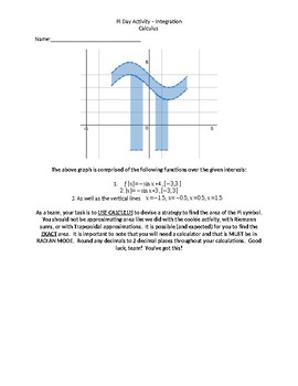 Preview of Pi Day Activity - Integral Calculus