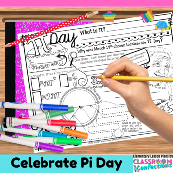 Preview of Pi Day Activity Poster Math Doodle Style Writing Organizer 5th Grade
