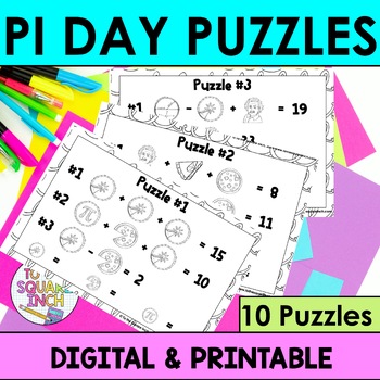 Preview of Pi Day Activity Puzzles - Pi Day WITHOUT Circumference and Area of Circles