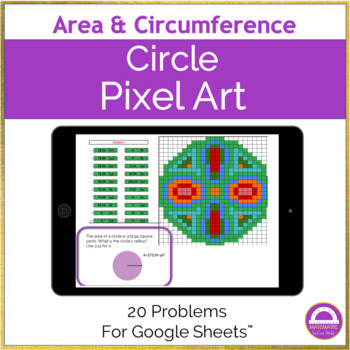 Preview of Pi Day Area and Circumference of Circles Pixel Art Activity