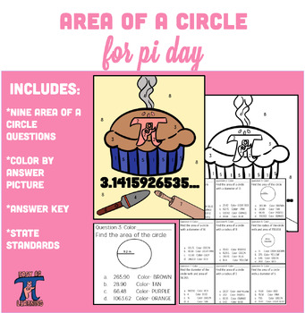 Preview of Pi Day- Area of Circle Activity- Color By Answer
