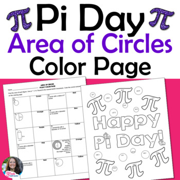 Preview of Pi Day Area of Circles Color Page Activity