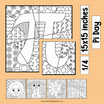 Preview of Pi Day Bulletin Board Coloring Pages Math Activities Pop Art Poster High School