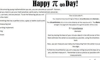 Preview of Pi Day!  Calculate Pi