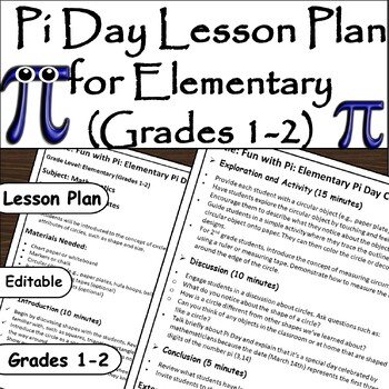 Preview of Pi Day Circle Fun: Pi Day Lesson Plan for 1st and 2nd Graders on March 14th