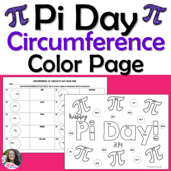 Preview of Pi Day Circumference of Circles Color Page