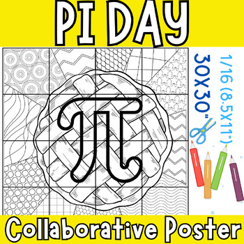 Preview of Pi Day Middle School - Math activities | Collaborative Poster -  pi day coloring