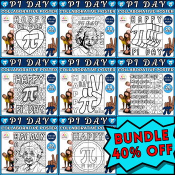 Preview of Pi Day Collaborative Coloring Poster Bundle for Math Enthusiasts | DIY Bulletin