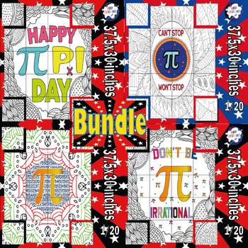 Preview of Pi Day : Collaborative Coloring Posters Bundle Activities & Crafts