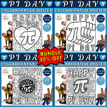 Preview of Pi Day Collaborative Coloring Posters Bundle Bulletin Board for Math Enthusiasts