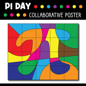 Preview of Pi Day Collaborative Poster Art Coloring page, Happy Pi Symbol, Math Teacher
