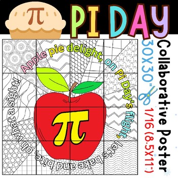 Preview of pi day high school activity | pi day coloring | Collaborative Poster