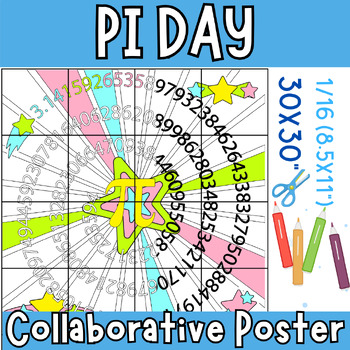 Preview of Pi Day Collaborative coloring Poster Spiral of Numbers | pi day Activity Math