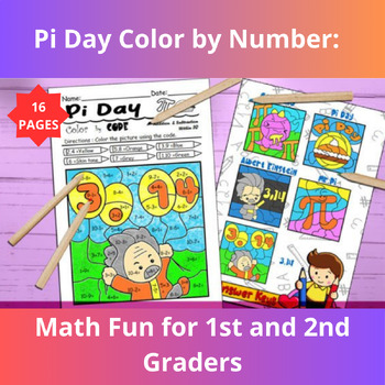 Preview of Pi Day Color by Number: Math Fun for 1st and 2nd Graders