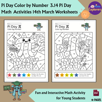 Preview of Pi Day Color by Number Worksheet Pi Day Math Activity Math Color by Code K–5