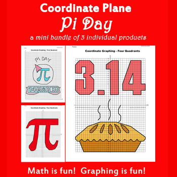 Preview of Pi Day Coordinate Plane Graphing Picture: Bundle 3 in 1