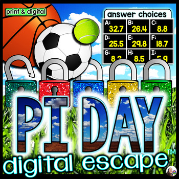 Preview of Pi Day Digital Math Escape Room Activity for Middle School