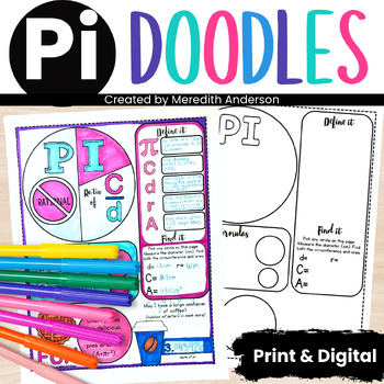 Preview of Pi Day Activity Doodle and Sketch Coloring Great for Note Taking