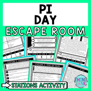 Preview of Pi Day Escape Room Stations - Reading Comprehension Activity - March 14