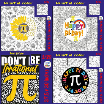 Preview of Pi Day Extravaganza: Collaborative Coloring Posters Bundle Activities & Crafts