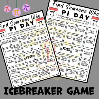 Preview of Pi Day Find Someone Who game morning work classroom Activity middle 5th 6th 7th