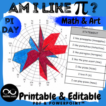 Preview of Pi Day Graphing Math Activity | Math & Art Project for Middle or High School