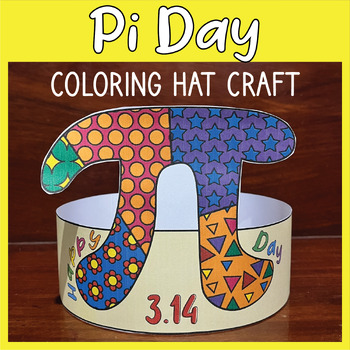 Preview of Pi Day Hat Craft | Pi Outline Template and Coloring Pop Art Printable Activity
