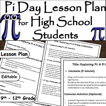 Preview of Pi Day Lesson Plan: Exploring the Wonders of π in High School Math/ March 14th