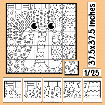 Preview of Pi Day Math Collaborative Poster Activities Coloring Pages Bulletin Board Shape