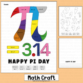 Pi Day Math Craft Color by Number Activities Addition Code