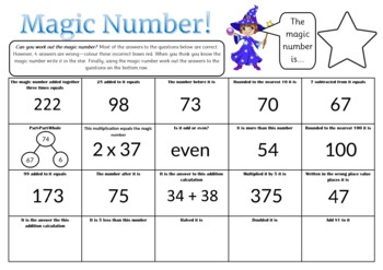 Preview of Pi Day Math Day Magic Numbers
