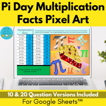 Preview of Pi Day Multiplication Facts Math Pixel Art