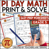 Pi Day Math Print and Solve Gr. 5