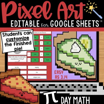 Preview of Pi Day Pixel Art on Google Sheets | Editable | Customize Images
