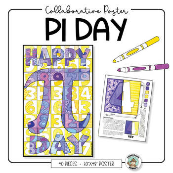 Preview of Pi Day Poster • Math Activity • Collaborative Art • Team Building Project
