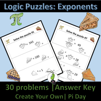 Preview of Pi Day Properties of Exponents | Logic Puzzles | Algebra 1