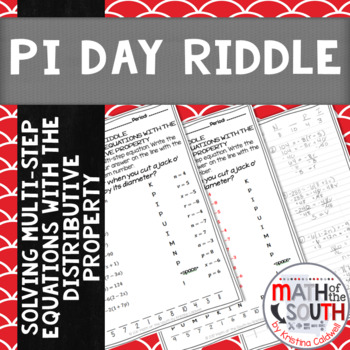 Preview of Pi Day Riddle - Solving Multi-Step Equations with the Distributive Property