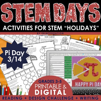 Preview of Pi Day STEM Activities for Reading & Writing + Design Challenge