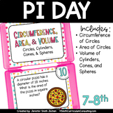 Pi Day Task Cards Circumference Area Volume of Circles Cyl
